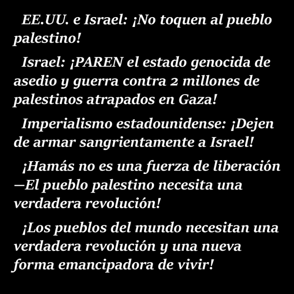 De los revcoms: EE.UU. e Israel: ¡No toquen al pueblo palestino!